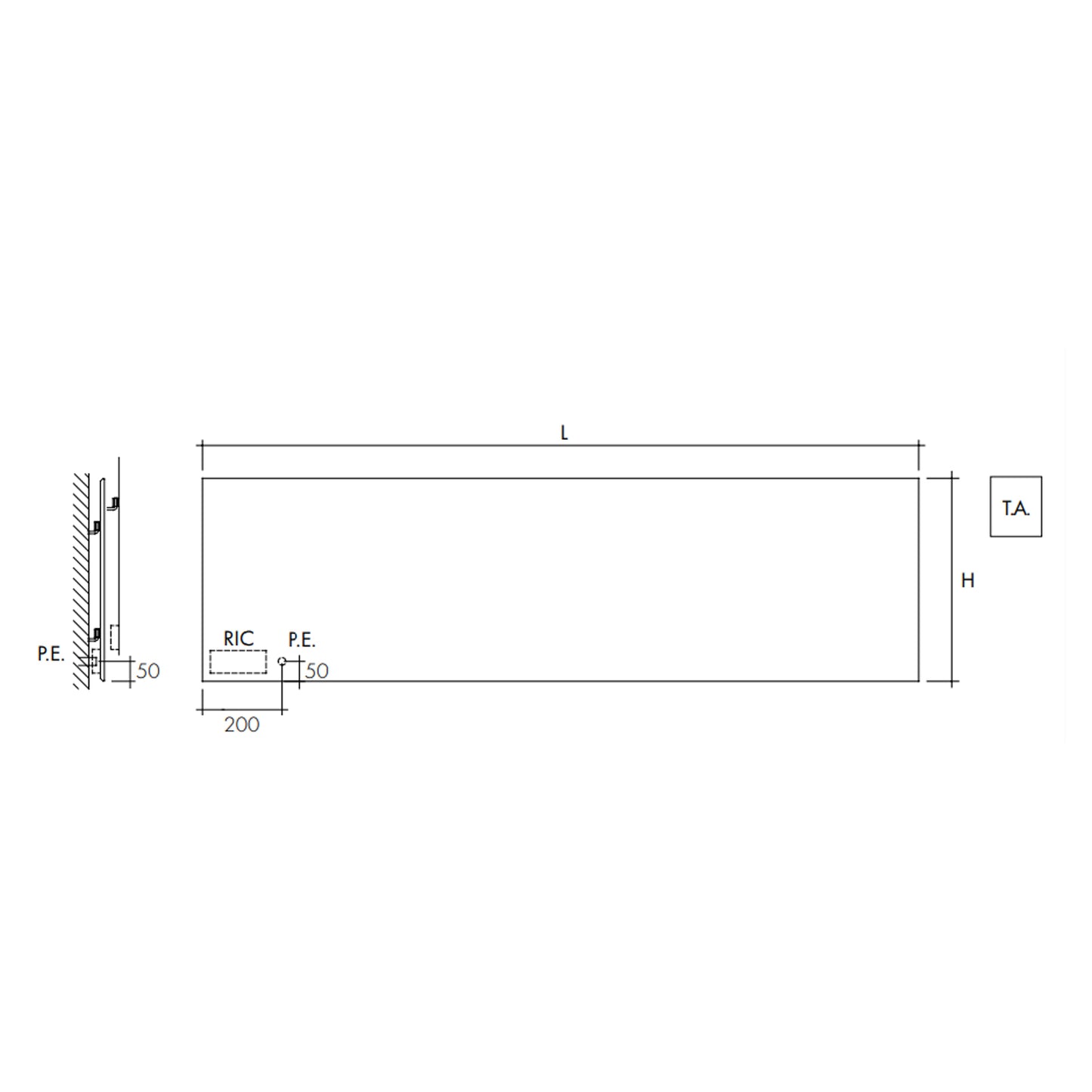 Termoarredo elettrico a piastra orizzontale Scirocco modello TermoCrea Bianco 510x1800 mm