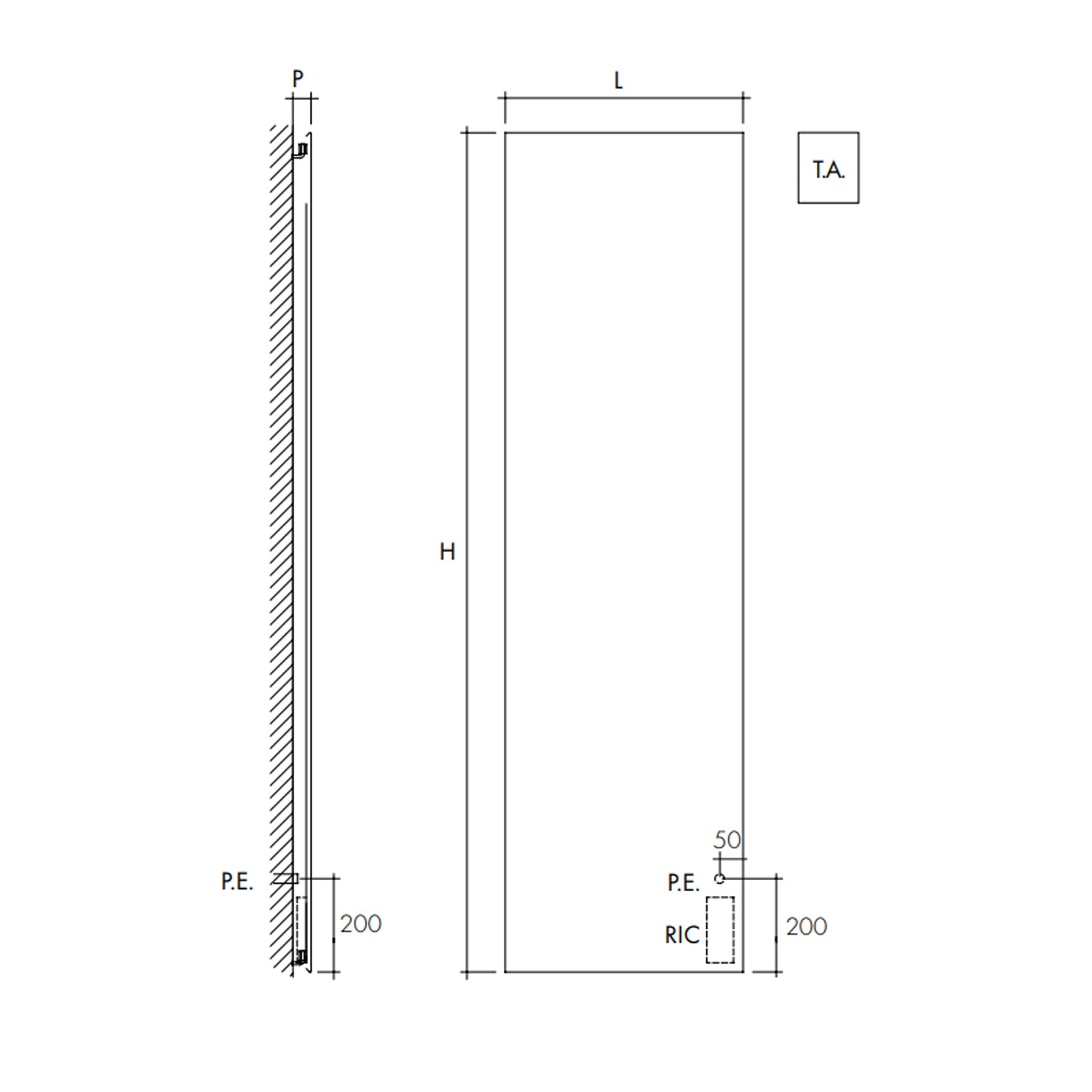 Termoarredo elettrico a piastra verticale modello TermoCrea Bianco 1800x510 mm - Scirocco