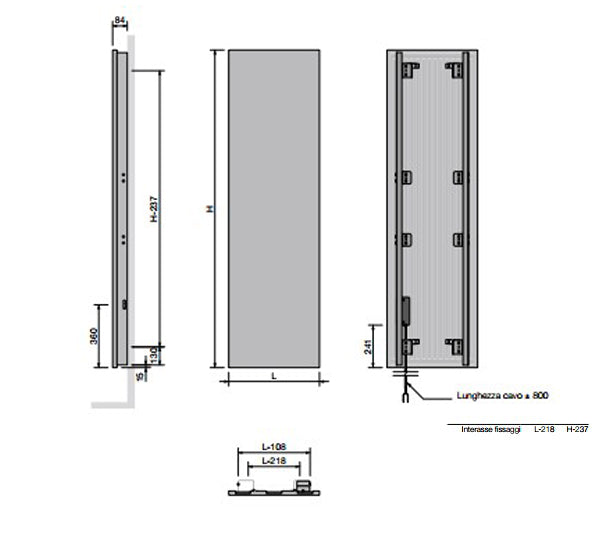 Termoarredo elettrico a piastra verticale 182x52 cm modello 'Adele' E-Termocrea Smart
