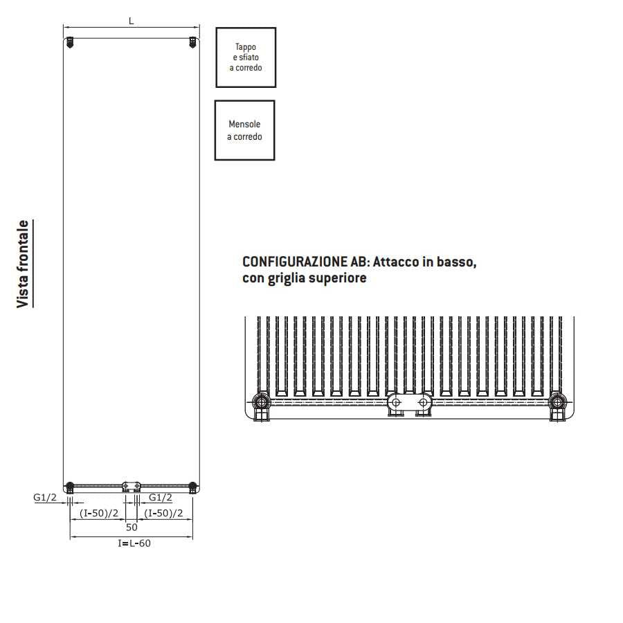 Termoarredo design linea TermoCrea Modello 'Adele' cm 140x40