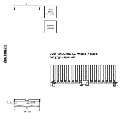 Termoarredo design linea TermoCrea Modello 'Adele' cm 140x40