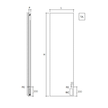 Termoarredo elettrico a piastra verticale modello TermoCrea Bianco 1200x360 mm - Scirocco