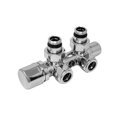 Valvola-detentore Arreda Compact per interasse 50 mm Poletti con kit copritubo cromo